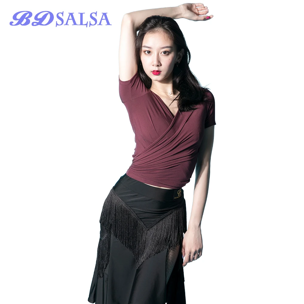 2020 Tops Latin Dance Clothes Coat Female Adult The New Practice Clothes Dance Costume Dancing Clothing 440 V-neck Long Sleeve