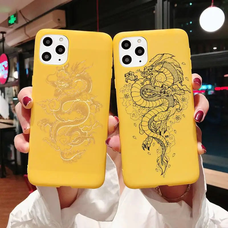 

dragon chinese cool Phone Case Yellow Candy Color for iPhone 11 12 13 mini pro XS MAX 8 7 6 6S Plus X SE 2020 XR