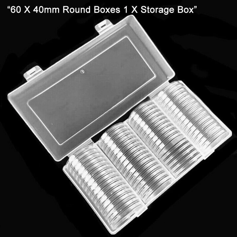 60 шт. прозрачный Круглый контейнер для хранения чехлов 40 мм| |