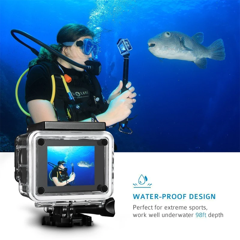 1080P Full HD Экшн камера 12 МП Спортивная 2 0 ''LCD 170D 30m Go Waterproof pro Sports DV Mini Helmet