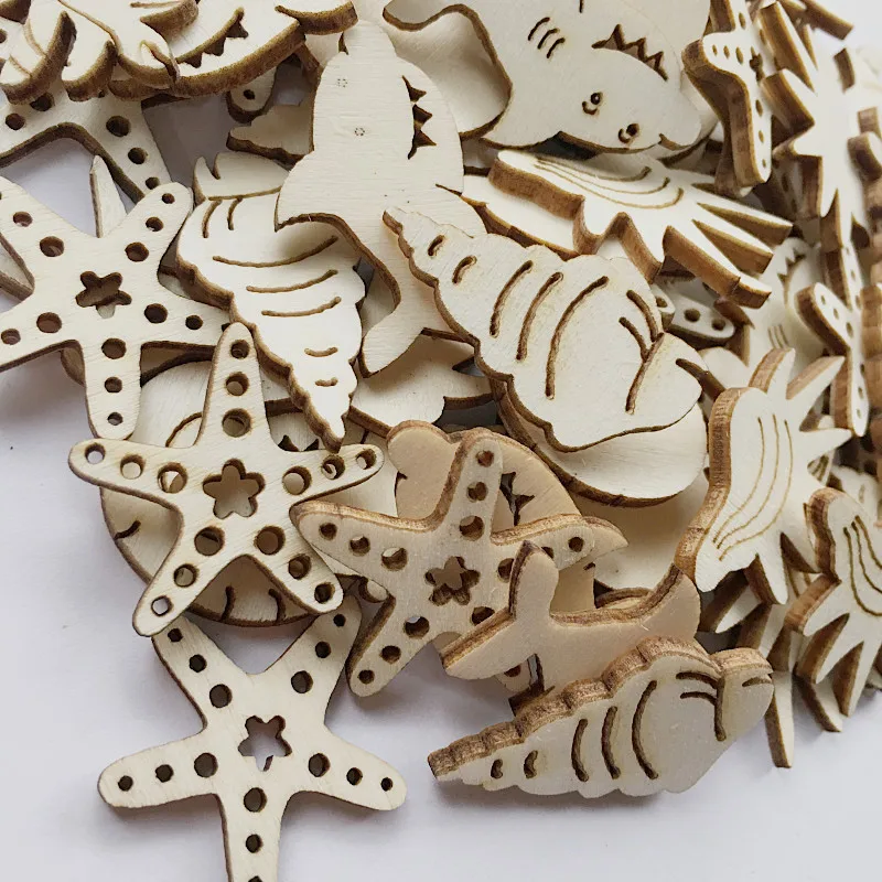 50 шт. деревянные ломтики в виде морских животных для скрапбукинга | Дом и сад