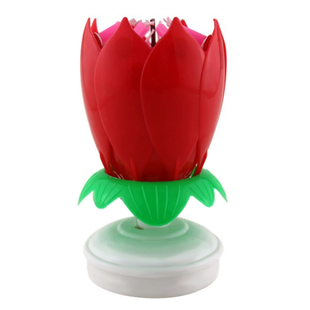 Electronic Upgrade Multicolor Rotating Lotus Cake Candle Music Birthday Wedding Candles TSL1 | Дом и сад