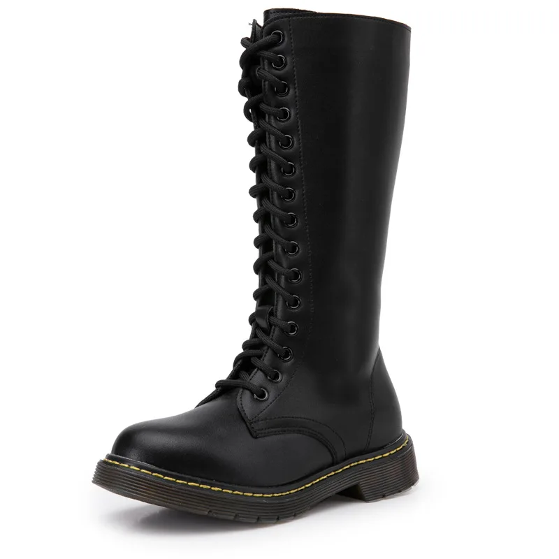 

Childrens boots leather girls' high boots British style student Martin boots 2020 new little girls' long army boots girls shoes