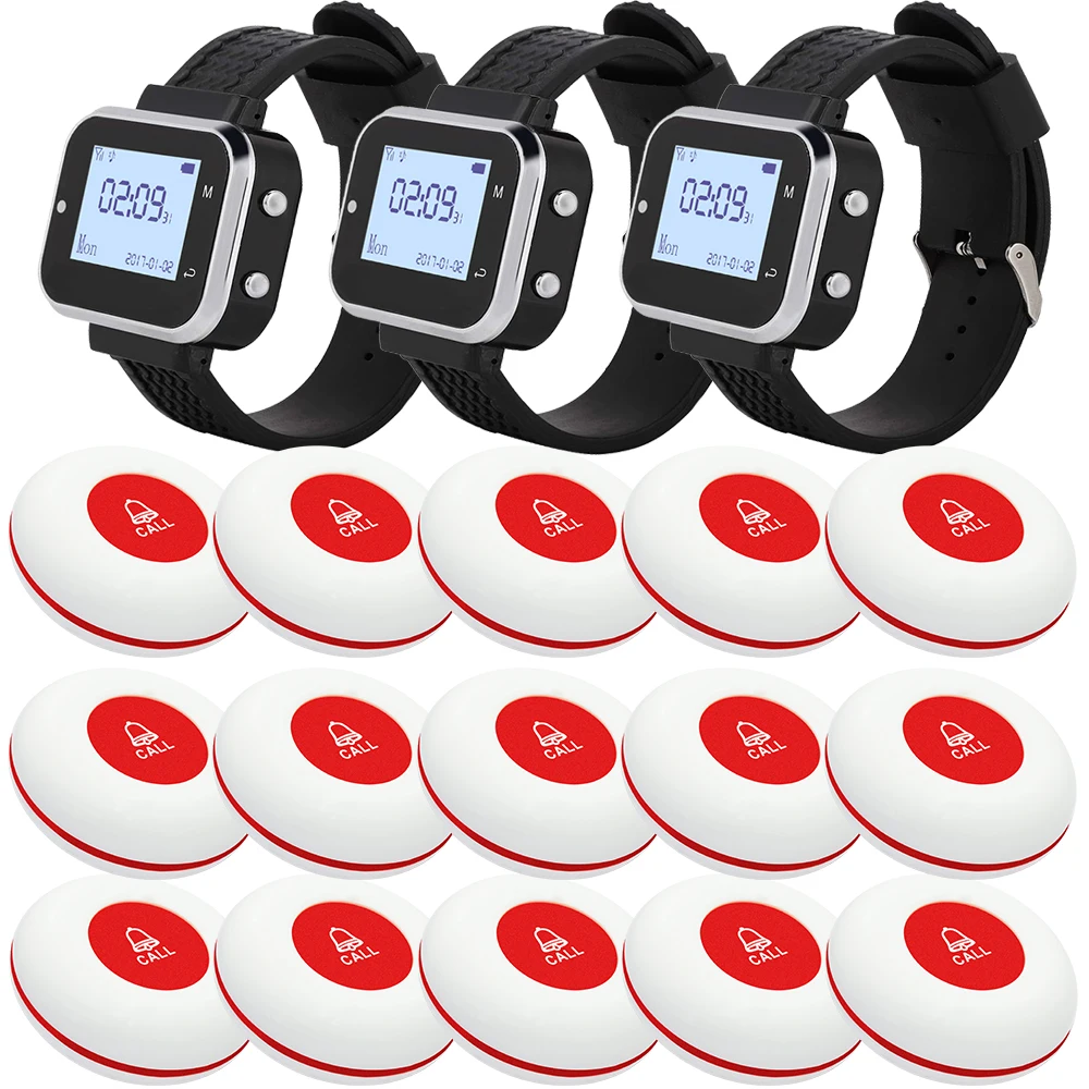 

2023 Wireless Calling System 3 Watches 15 Waterproof Emergency Call Button Restaurant Clinic Hospital Transmitter Bell Pager