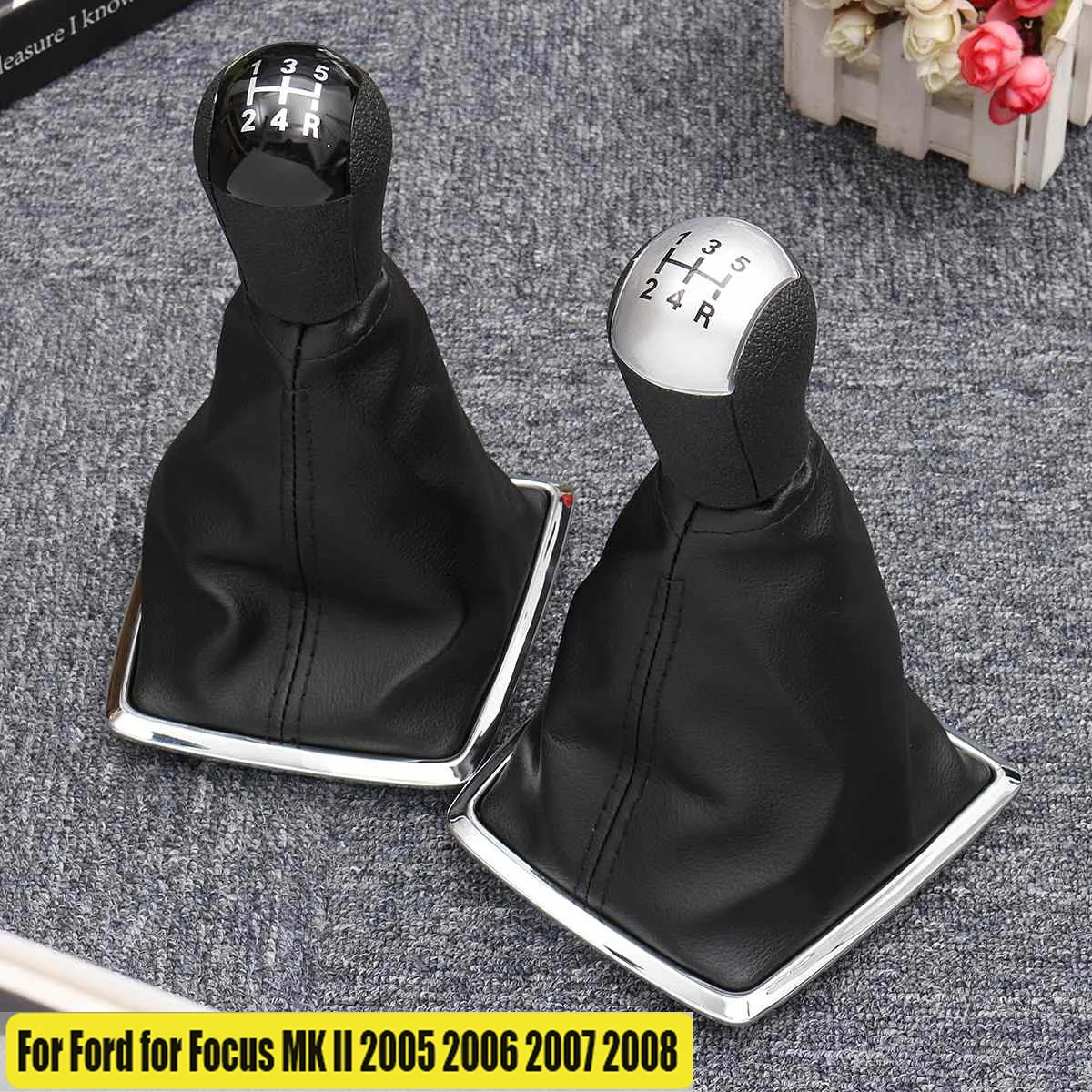 

5 Speed Car Gear Shift Knob Lever Shifter Gaiter Boot Cover for Ford for Focus MK II 2005 2006 2007 2008