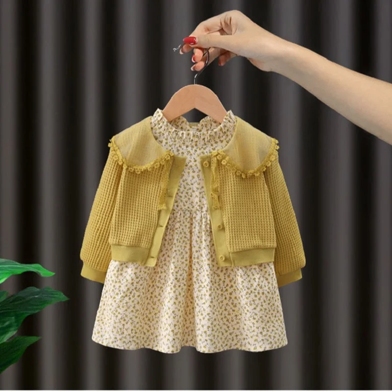 

Girls' Autumn Suits 2021 New Baby Girls' Autumn Fashionable Net Red Clothes Children'S Coat Short Skirt Two-Piece Set
