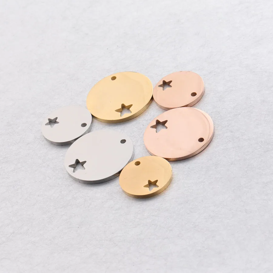 Очаровательная звезда из нержавеющей стали цвета розового золота с зеркальной