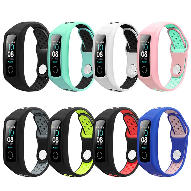 Силиконовый ремешок для honor band 4 5 Смарт-спортивный браслет двухцветный fot huawei honor band 3 пористый дышащий сменный ремешок