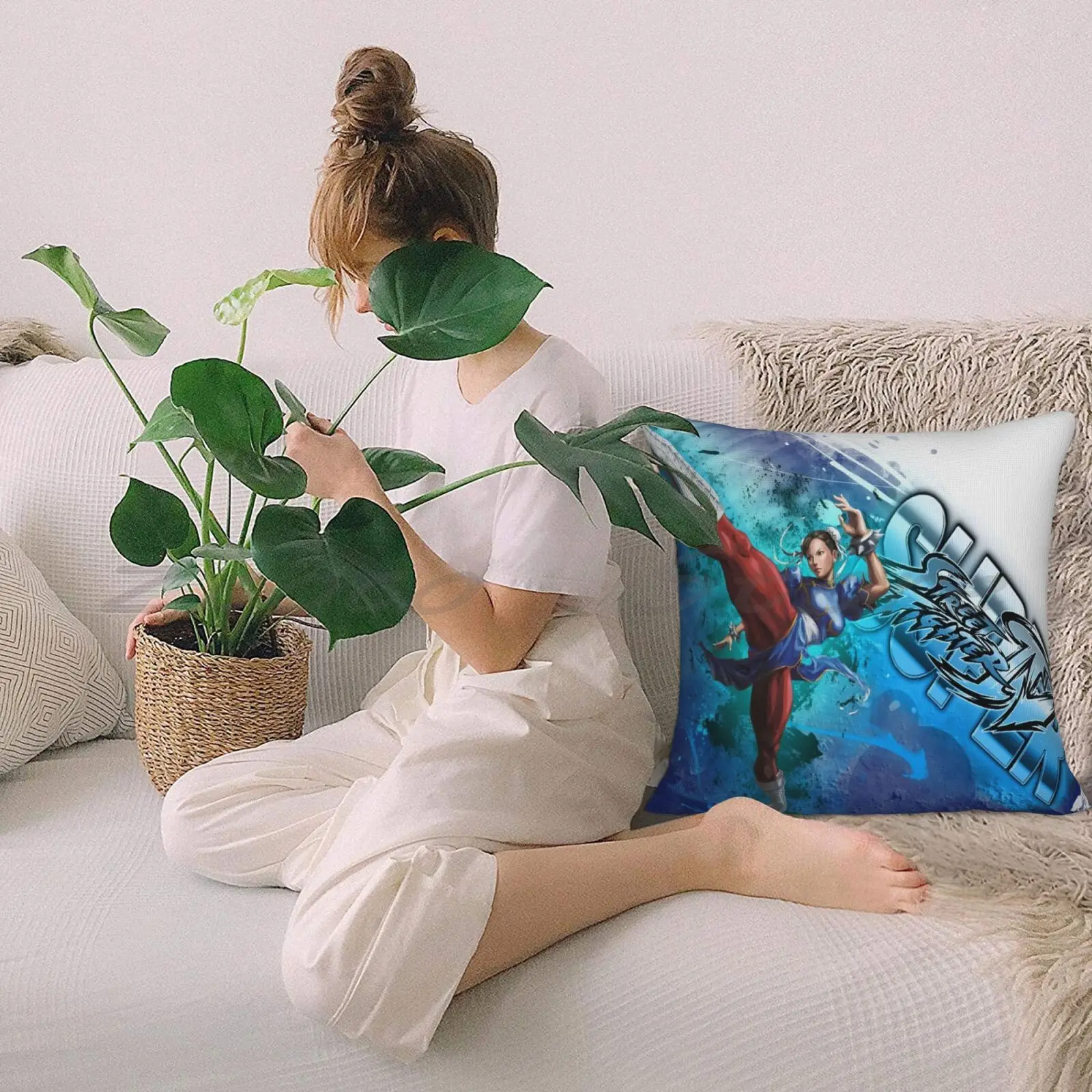 Наволочка Chun Li Super 4-гранж из хлопка и льна наволочка с надписью плюшевый помпон 4