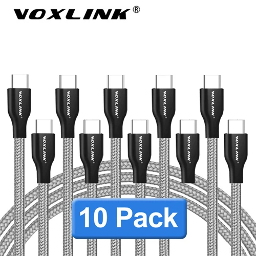Grey-10Pack VOXLINK 10 шт Тип usb C кабель для xiaomi redmi note7 USB Мобильный телефон для быстрой зарядки Тип C кабель для samsung Galaxy S9 S8 плюс - Цвет: Grey-10Pack