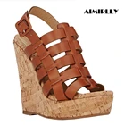 Женские босоножки на пробковой платформе, туфли с открытым носком, высокий каблук, ремешок на пятке с перекрестной пряжкой на щиколотке, лето