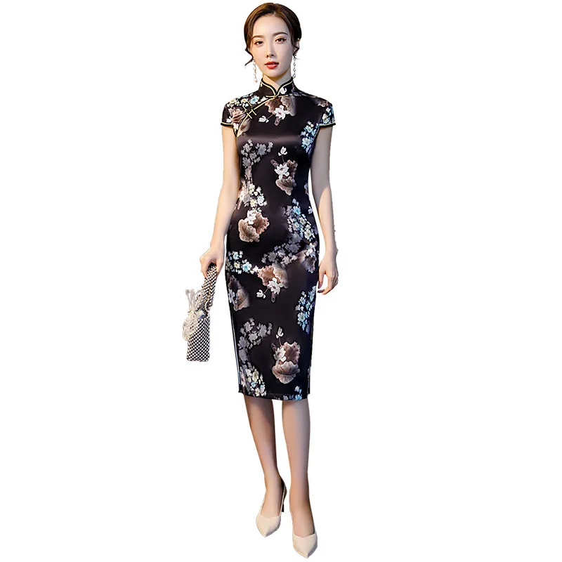 Ципао повседневное шелковое для девушек классическое современное платье в