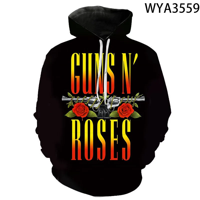 

New Hoodies Guns N Roses Men Women Children 3D Printed Fashion Casual Sweatshirts Pullover Boy Girl Kids Hooded Streetwear Coat
