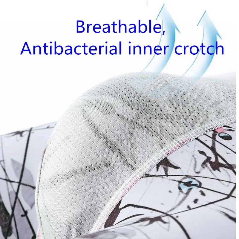 8 Pcs/Lot New Men's Ice Silk Underwear Instant Drying Breathable Large Size Men's Boxer Printing Ultra-Thin Men's Underwear