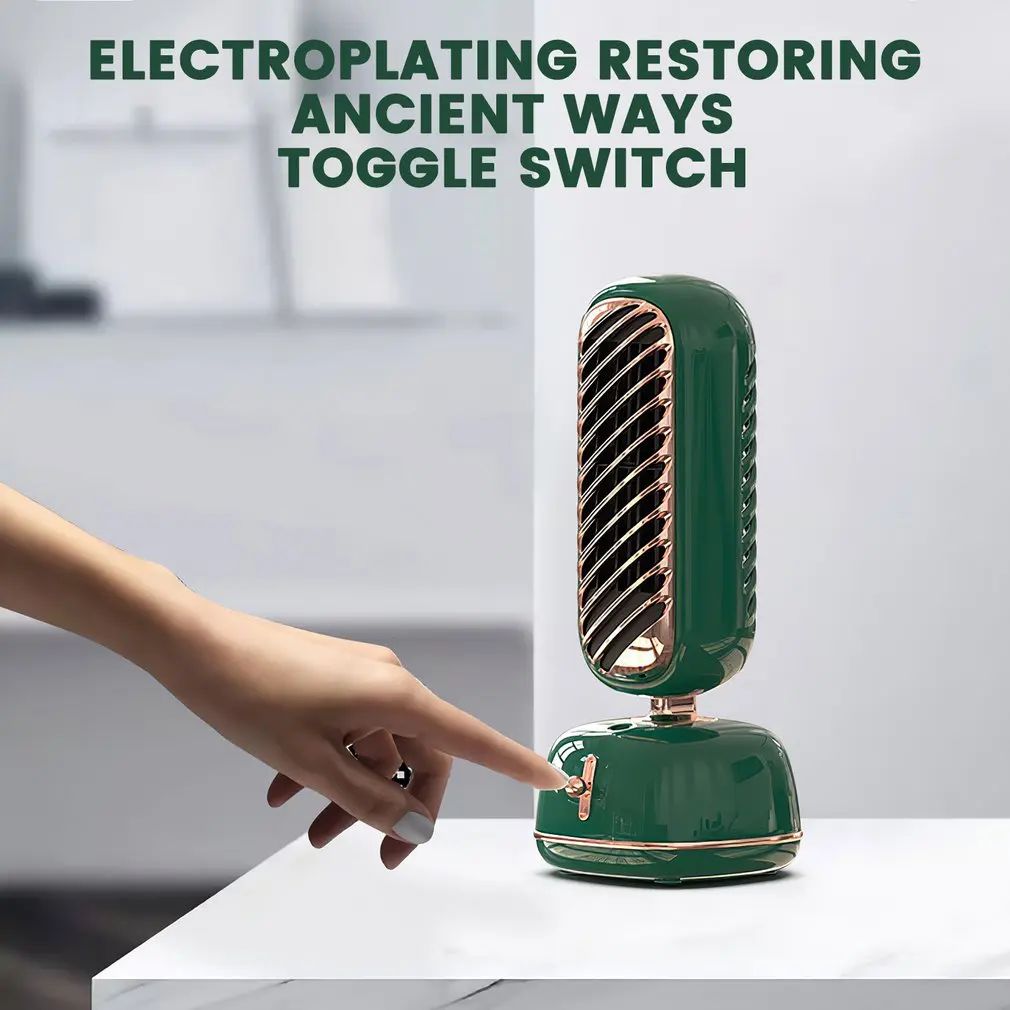 

2021 New Mini Stand Fan with 2000mAh Battery USB Port Double Blades Tower Fan Desktop and Portable Blower for Work Study Sleep