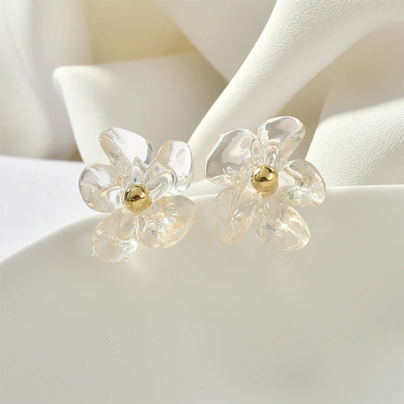 Прозрачные Акриловые бессмертные элегантные цветочные серьги гвоздики материал