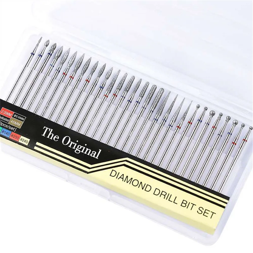 

30 pcs Diamond Nail Drill Milling Nail Drill Bits Cuticle Cutter for Manicure Nail Files Electric Milling Burr Grinder