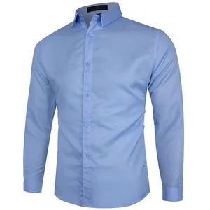 Рубашка мужская деловая однотонная с длинным рукавом, Повседневная Блузка, 6 цветов, большие размеры 5XL