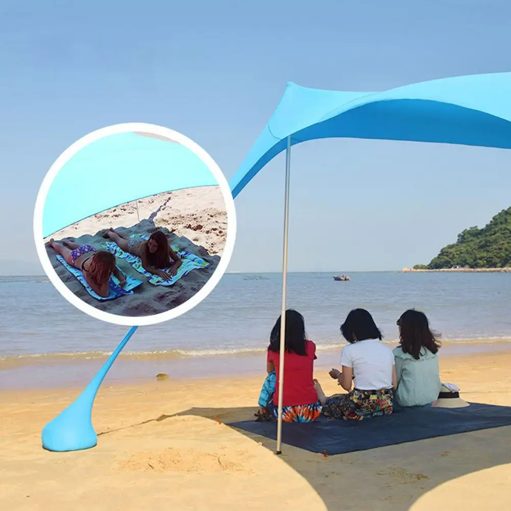 구매 휴대용 태양 그늘 텐트, 샌드백 UV 라이크라 대형 가족 캐노피 야외 낚시 캠핑 해변 양산 천막 세트 도매