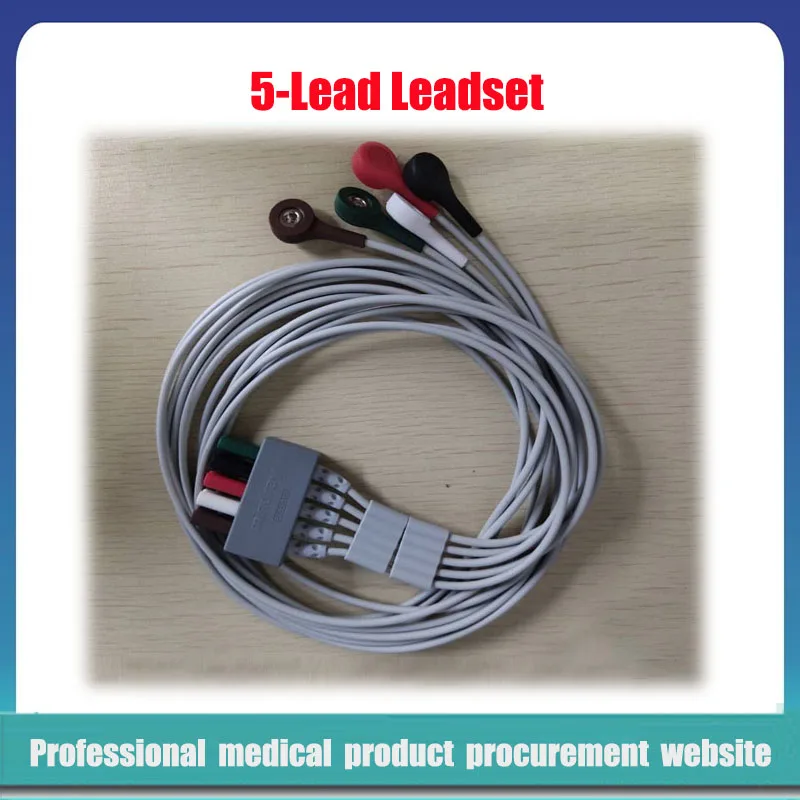 Original Mindray EL6501B Cable with 5-Lead Wires Adt/Ped AHA 5-Lead Leadset Snap 009-004729-00