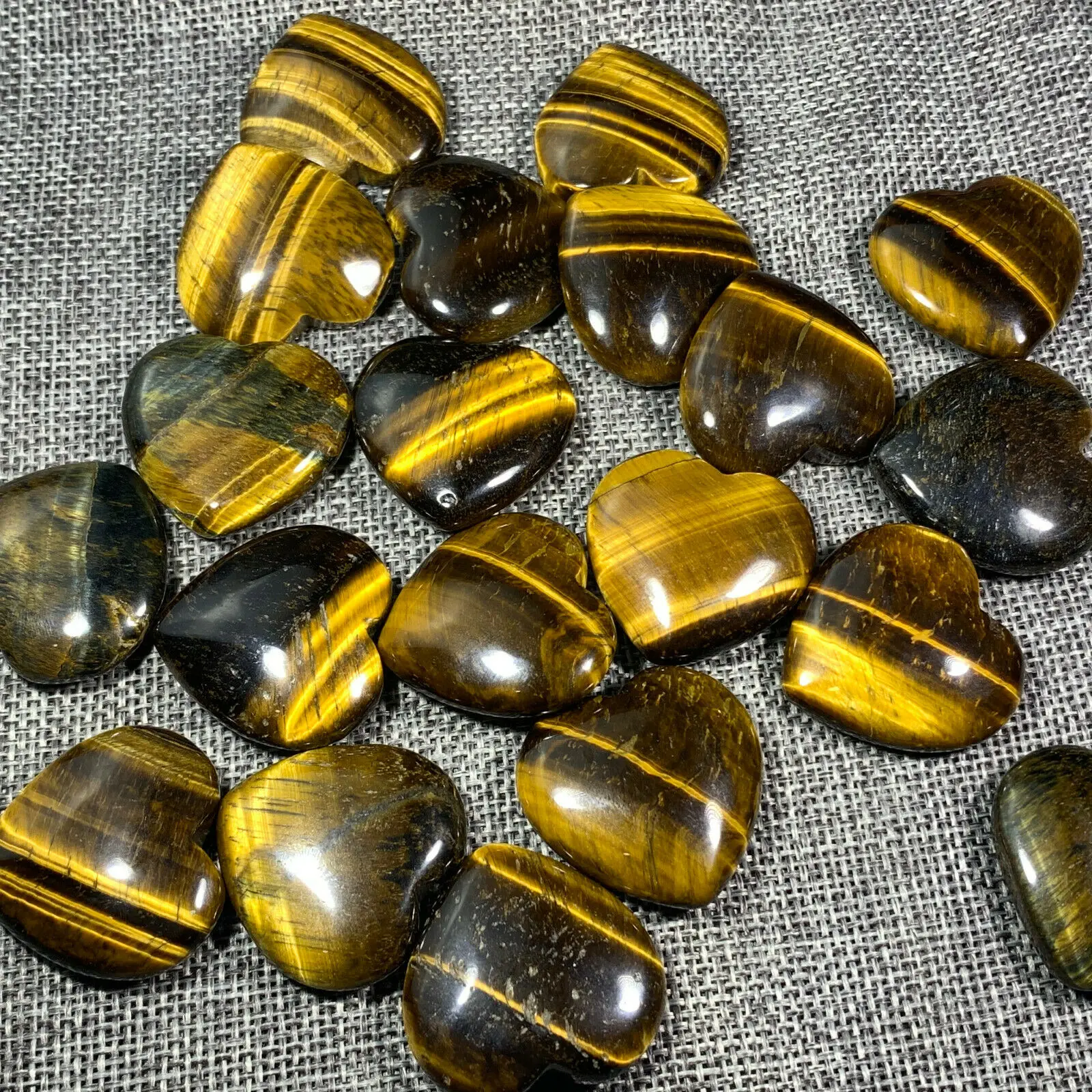 

5pc Natural Tiger's eye love heart pendant crystal hand-polished reiki healing