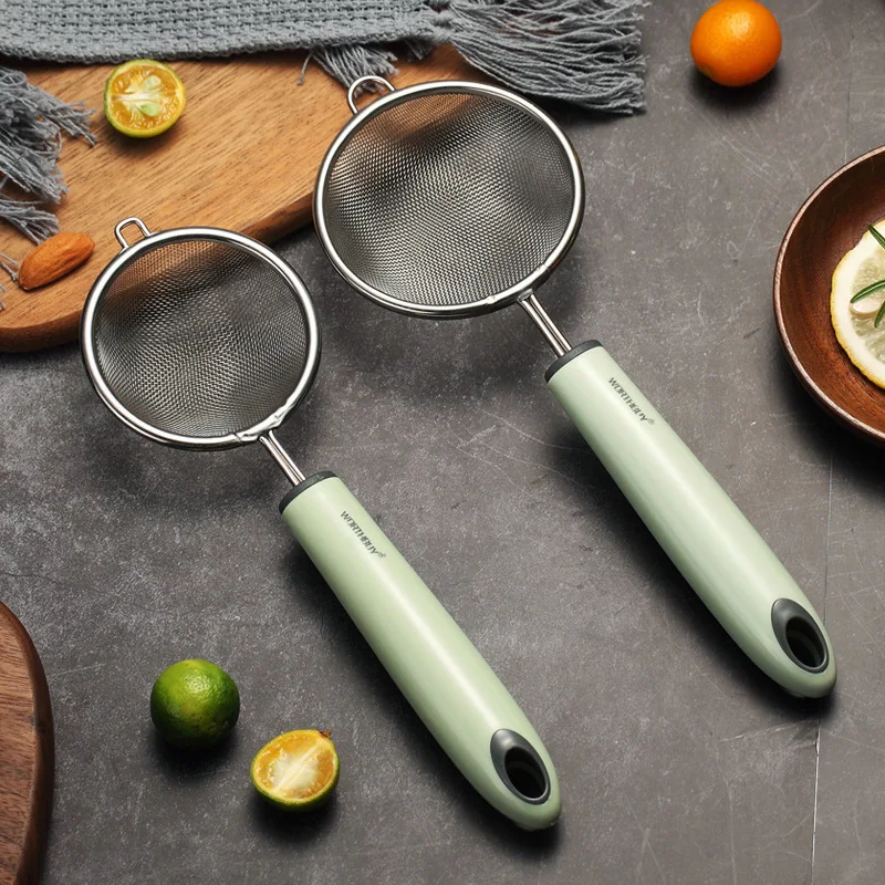 304 сито для муки из нержавеющей стали зелень с пластиковой ручкой ложка масляного