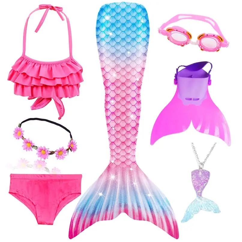 4 Цвета 3 штуки девочки дети комплект бикини для купания Русалочка девочек