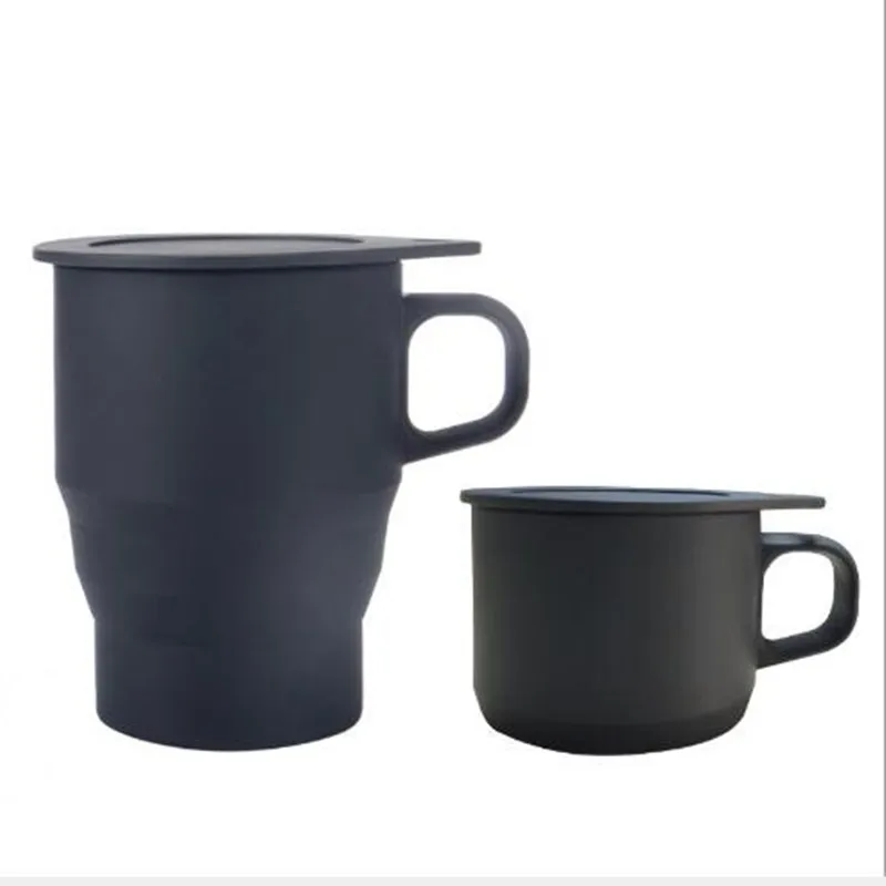 Складная Силиконовая кофейная кружка 300 мл с соломенной крышкой чашки для воды