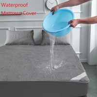 kuup 1pcs waterproof quilted mattress cover sheet air permeable bed protector pad cover queen mattress topper soft fitted sheet