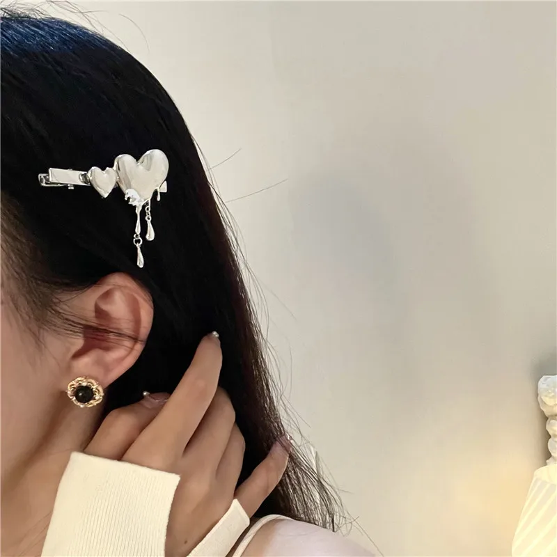 Шпилька для волос в стиле панк/готика серебристая металлическая боковая заколка