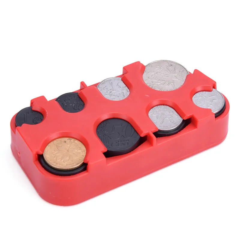 

1PC Mini Coin Collection Purse Wallet Organizer Holder Euro Coin Dispenser Coin Changer Holder For Bus Taxi Plastic Storage Box