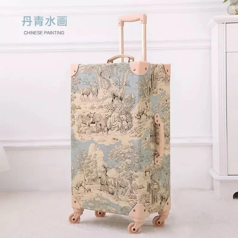 Чемодан на колесиках с китайской росписью 2 шт./компл. Модный стильный чемодан для