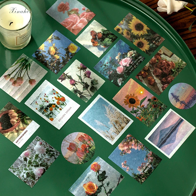 100 шт./пакет винтажные небесные звезды цветок INS стильные Васи бумажные наклейки