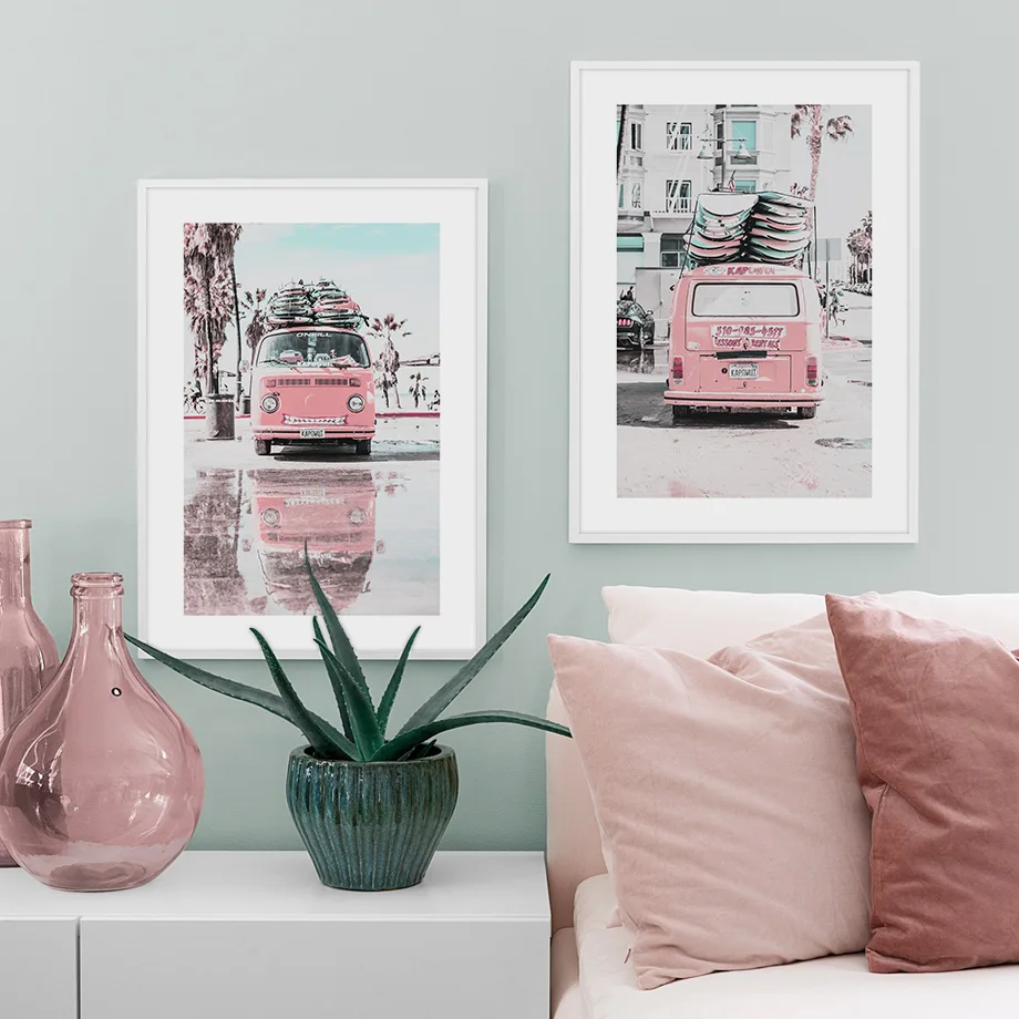 

Nordic Modern Car Beach Surfboard Wall Art Print Paper Painting Nordic Posters And Prints Wall Pictures For Living Decor