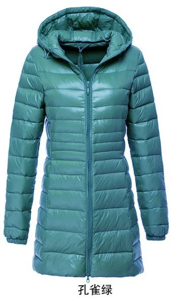 Light Green Женский зимний ультра легкий пуховик Chaqueta Mujer, большие размеры 6XL, длинный пуховик, женский большой размер, пальто с капюшоном, X9212 - Цвет: Light Green
