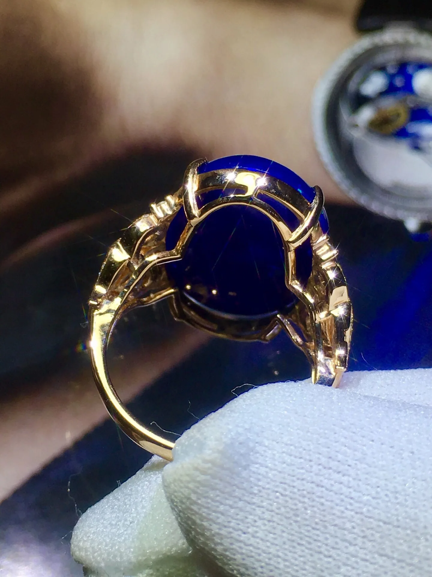 Женское кольцо с опалом роскошные кольца унисекс натуральным голубым 18 К желтое