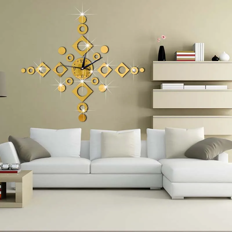 Настенные часы 3D DIY акриловые зеркальные наклейки для гостиной кварцевые иглы