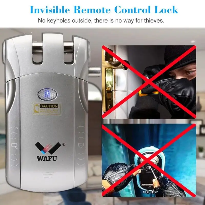 

Wireless Security Invisible Keyless Entry Door Lock Home Smart Remote Control Lock with 4 Remote Keys
