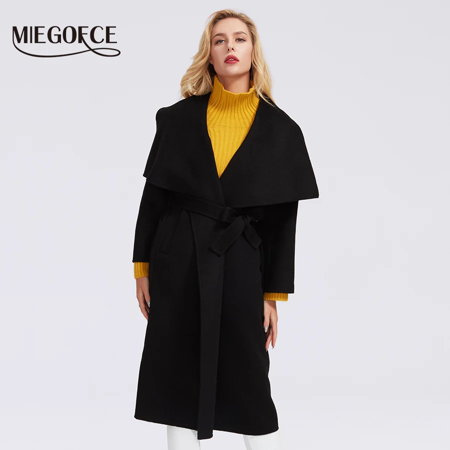 MIEGOFCE 2019 осенне зимнее пальто для женщин кашемирная куртка длинное шерстяная