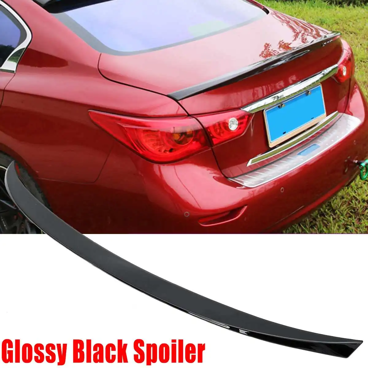 

Glossy Black ABS Material Rear Trunk Spoiler Wing Tail Lip For Infiniti Q50 Sedan 4 Door 2014-2018