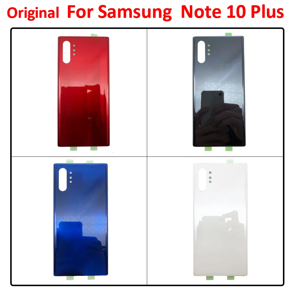 100% Original Back Glass Rear Cover For Samsung Note 10 Plus Battery Door Housing Battery back cover STICKER Adhesive With Logo