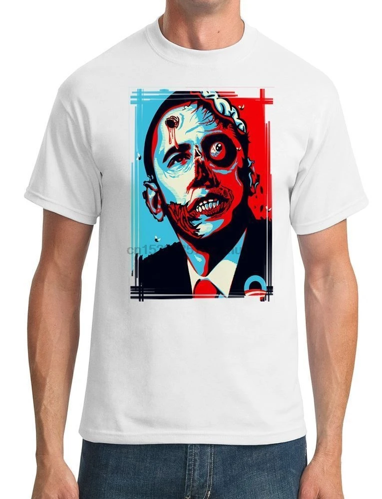 Obama Zombie President-Funny-men s футболка классная Повседневная из 100% хлопка уличная для