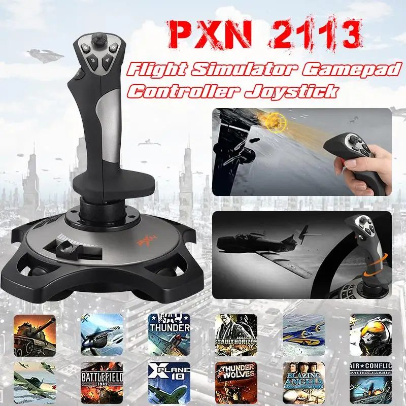 

Для PXN-2113 полета геймпад для симуляторов вибрации контроллер USB проводной игровой джойстик для ПК/настольные игры аксессуары