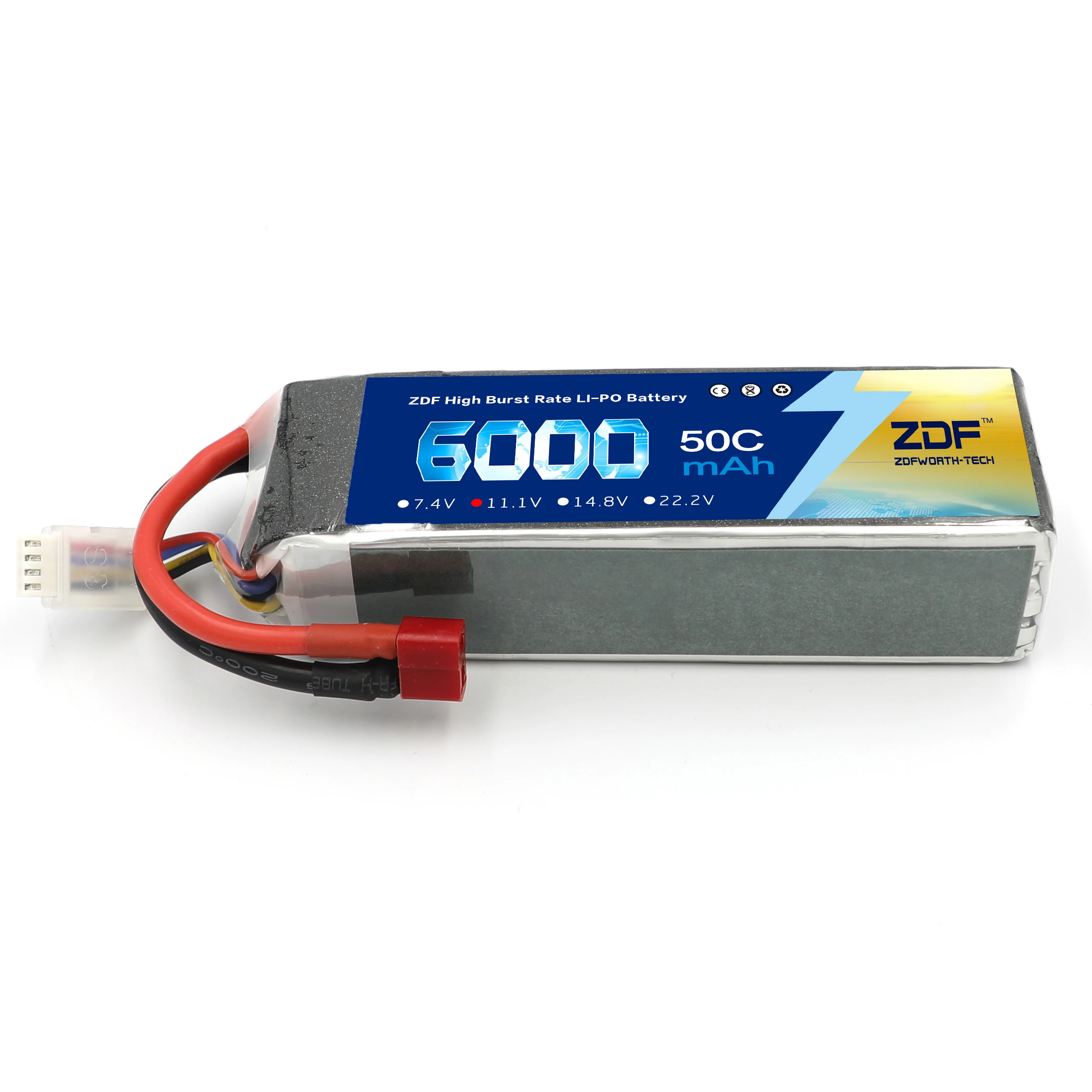 Аккумулятор ZDF lipo 11 1 В 6000 мАч 50C 3S max 100C для радиоуправляемого квадрокоптера 1:8 1:10 |