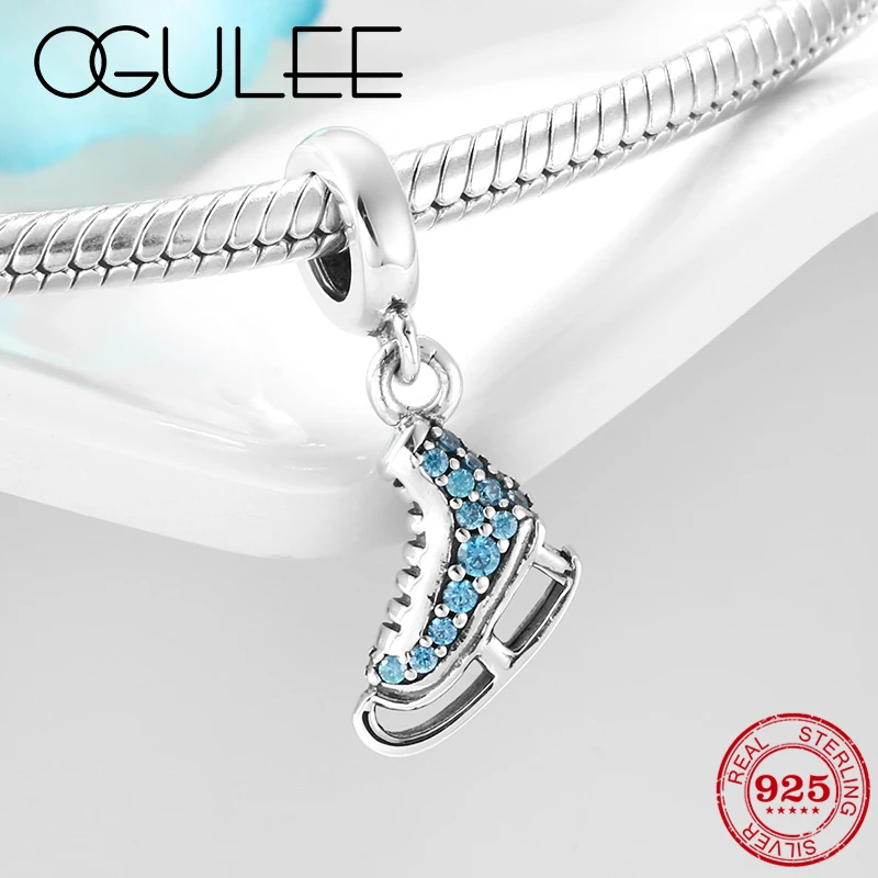 Роскошные роликовые коньки с голубым цирконием DIY подвеска Оригинальный кулон из