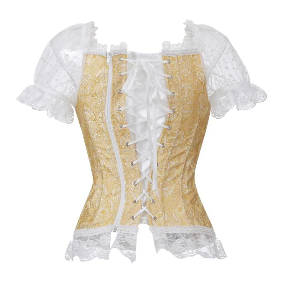 

Corset Top Floral Overbust Plus Size Burlesque Costumes Vintage Sexy Party Lace Up Bustiers Corsets Brocade Straps Corselet