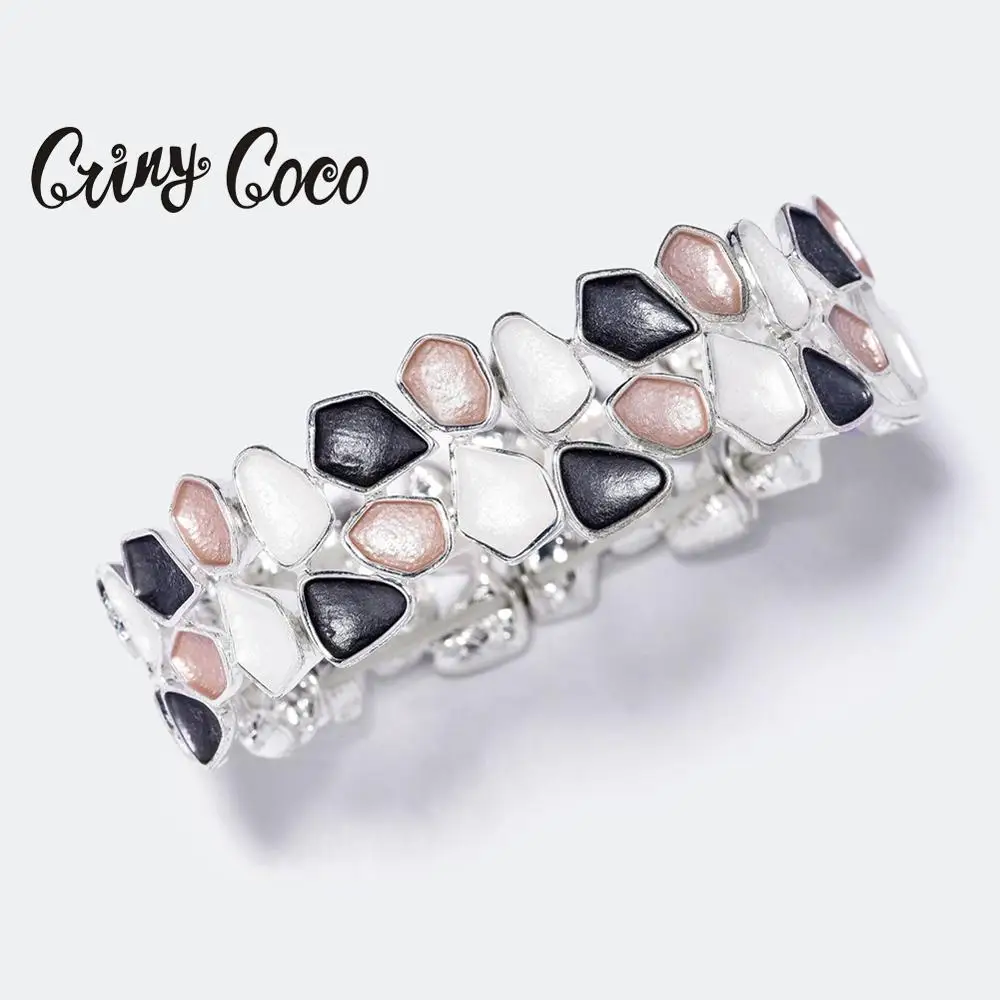 Женский браслет с эмалью Cring Coco модный неровным геометрическим узором из