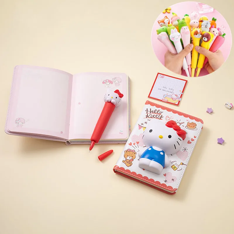

Squishy Kawaii Notebook With Gel Pen Student School Supplies Cartoon Creative Office Stationery Cute Stress Relief Toy Soft Toys