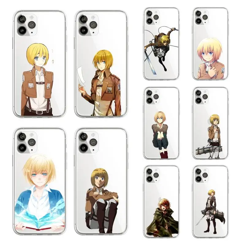 

Armin Arlert Attack on Titan Phone Case Transparent soft For iphone 12 11 13 7 8 6 s plus x xs xr pro max mini