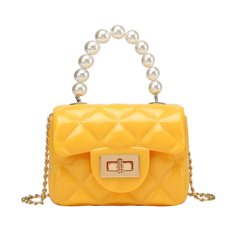

Summer Candy Color Ladies Handbag Fashion Pearl Messenger Bag Small Fresh Girl Shoulder Bag Chain Bag Korean Jelly Bag